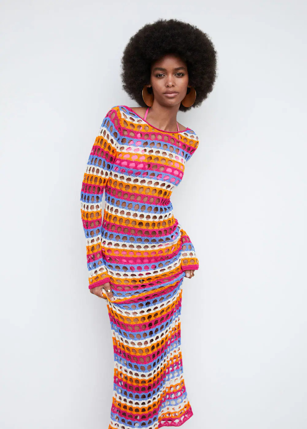 Multi-coloured crochet dress -  Women | Mango United Kingdom | MANGO (UK)