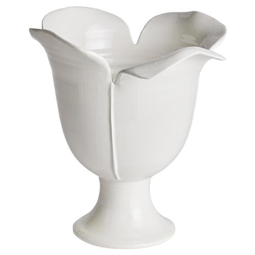 Lachlan French Country White Ceramic Footed Decorative Vase - Small | Kathy Kuo Home