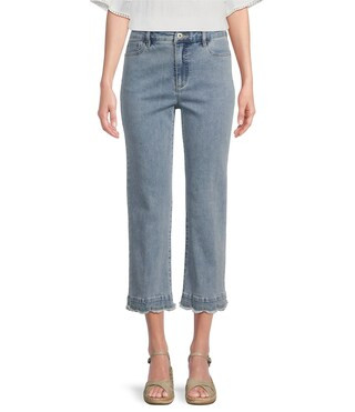 Scalloped Raw Hem 5-Pocket Ankle Jeans | Dillard's
