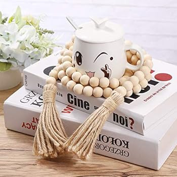 LIOOBO Wood Bead Garland Farmhouse Rustic Country Beads Holiday Decoration Wall Hanging Prayer Be... | Amazon (US)