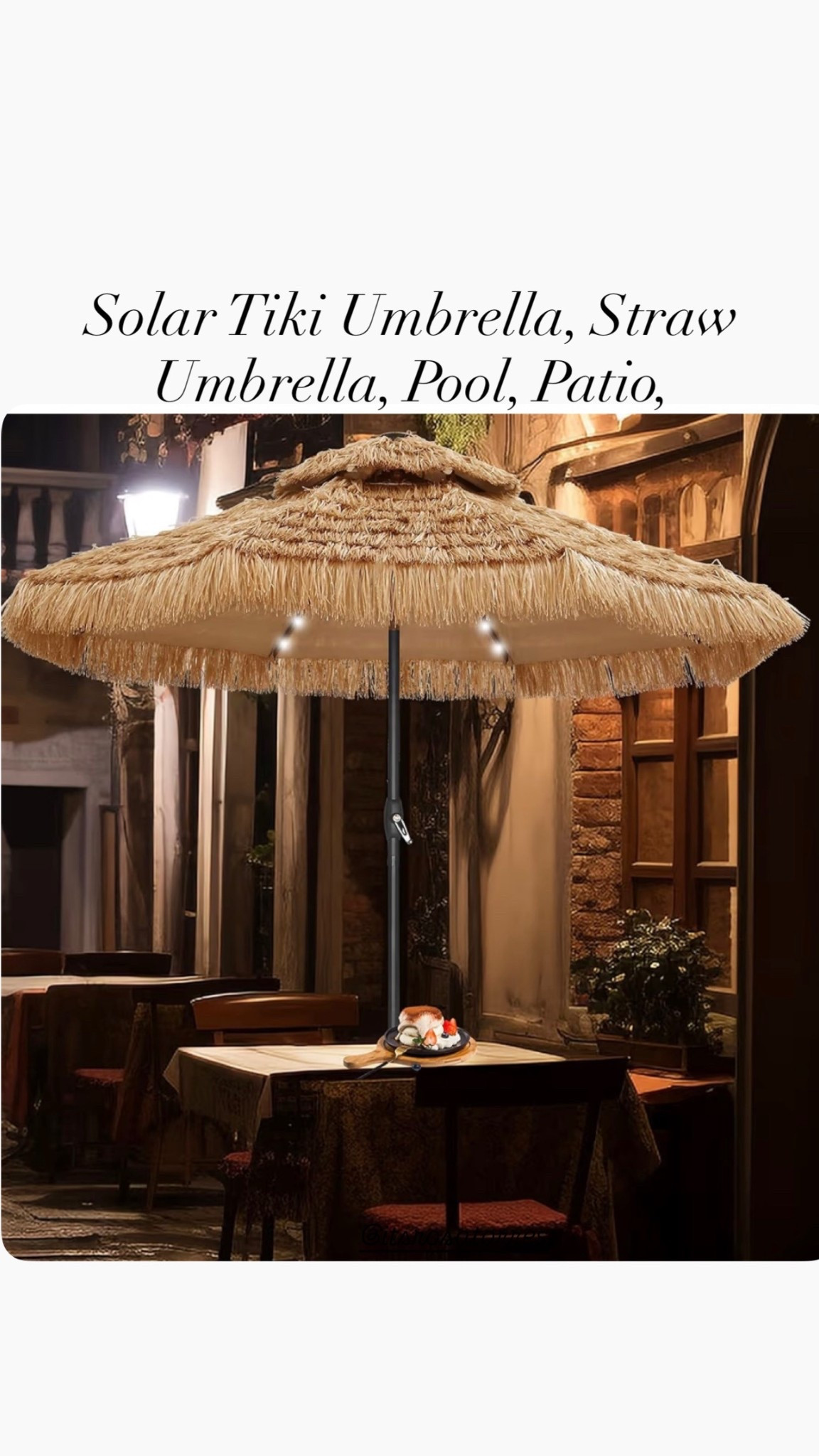 Solar Tiki Umbrella, Straw Umbrella, Pool, Patio, such a natural version of an oasis. Love it perfect for the ambiance.


#tikiumbrella #patioumbrella #naturalumbrella #backyardumbrella #poolunbrella #solarumbrella #homestyle #patiorefresh

#LTKHome #LTKSaleAlert #LTKSeasonal