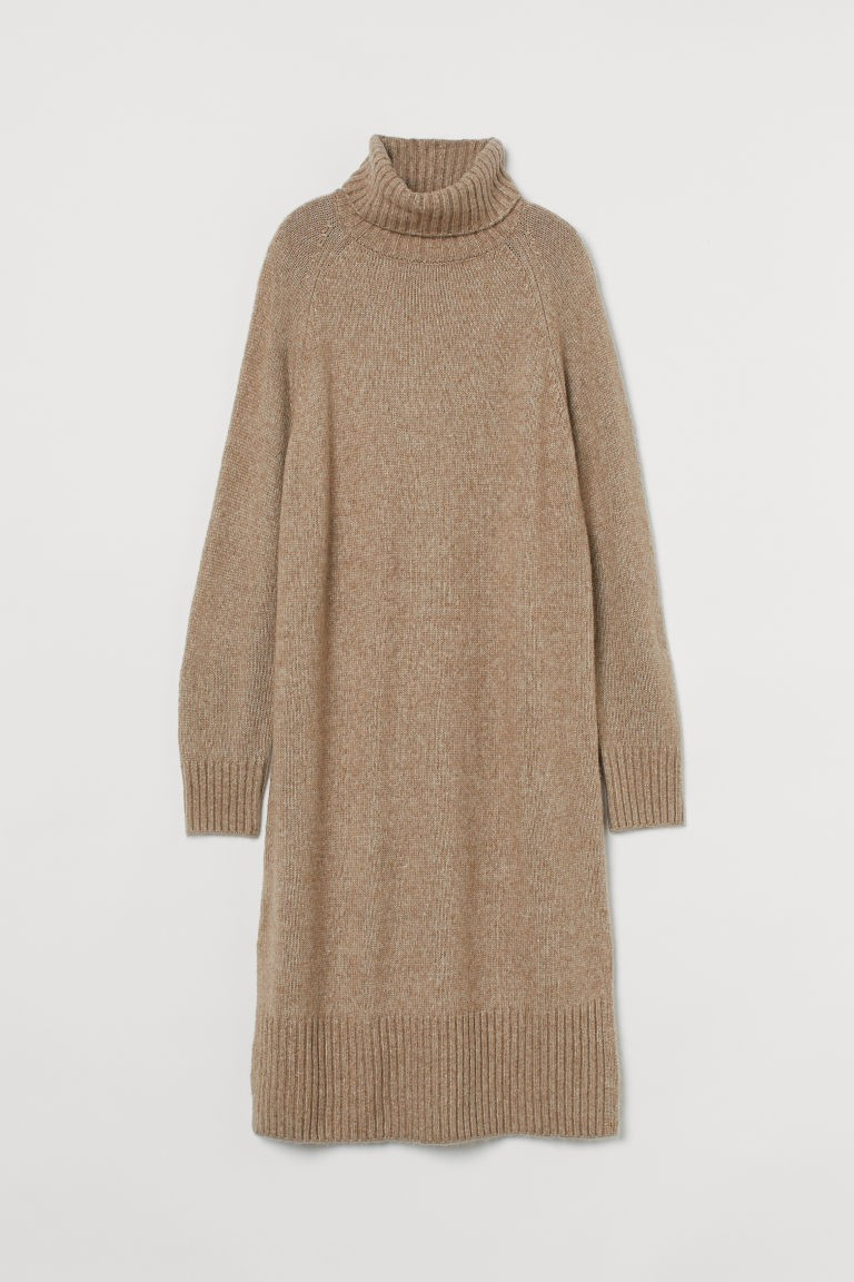 H & M - Knit Turtleneck Dress - Brown | H&M (US + CA)