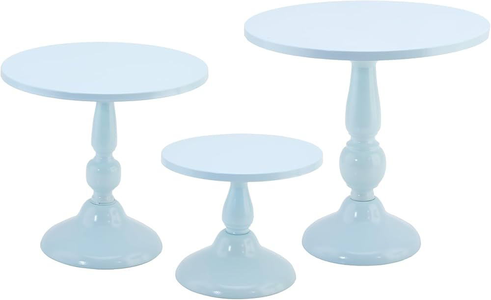 Set of 3 Blue Cake Stands, QENUIITEA Metal Round Cake Holder Dessert Pie Pizza Display Stand 8" 1... | Amazon (US)