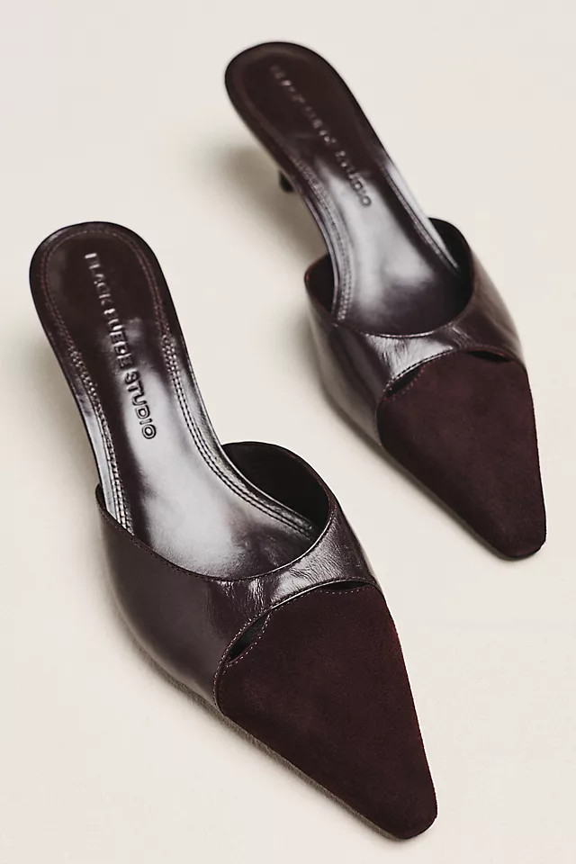 Black Suede Studio Rue 50 Kitten Heel Mules | Anthropologie (US)