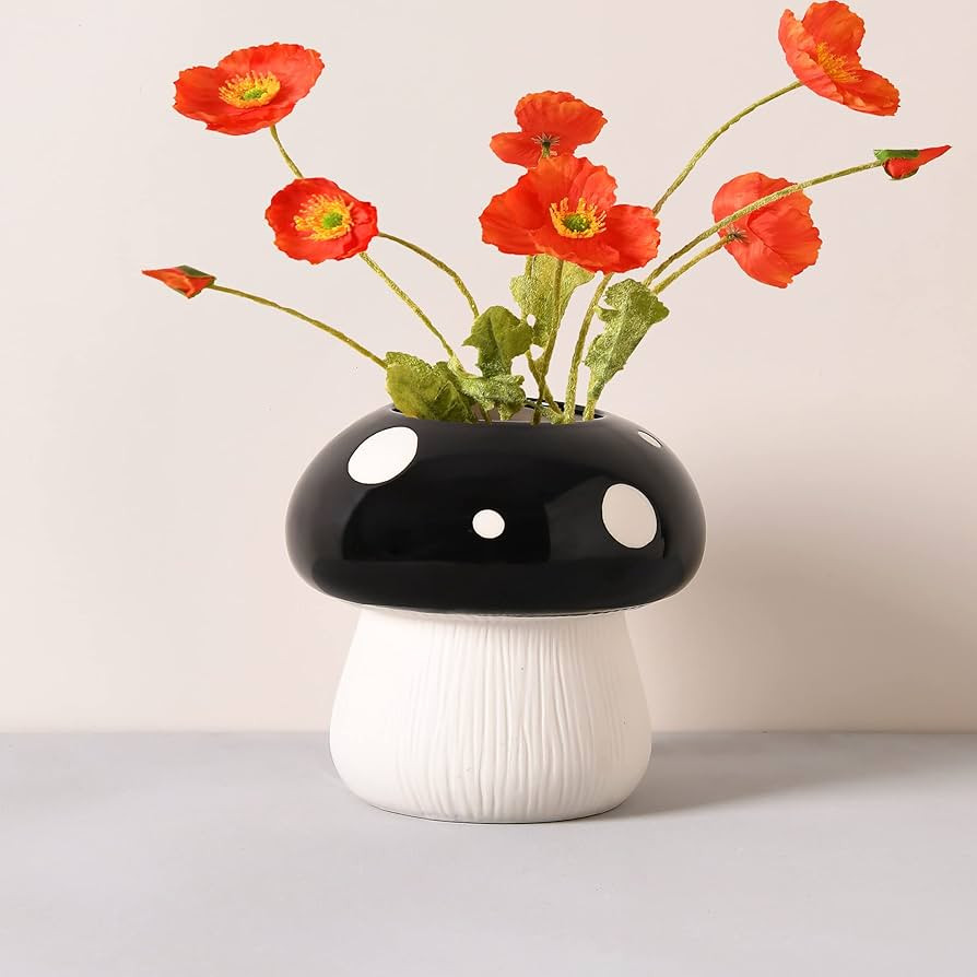 DACOSTIC Mushroom Ceramic Vase for Decorative, Trendy Flower Vase for Modern Home Decor,Nordic Va... | Amazon (US)