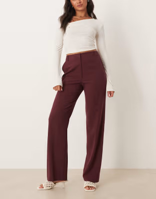 ASOS DESIGN tailored slim straight leg trousers in mulberry | ASOS | ASOS (Global)