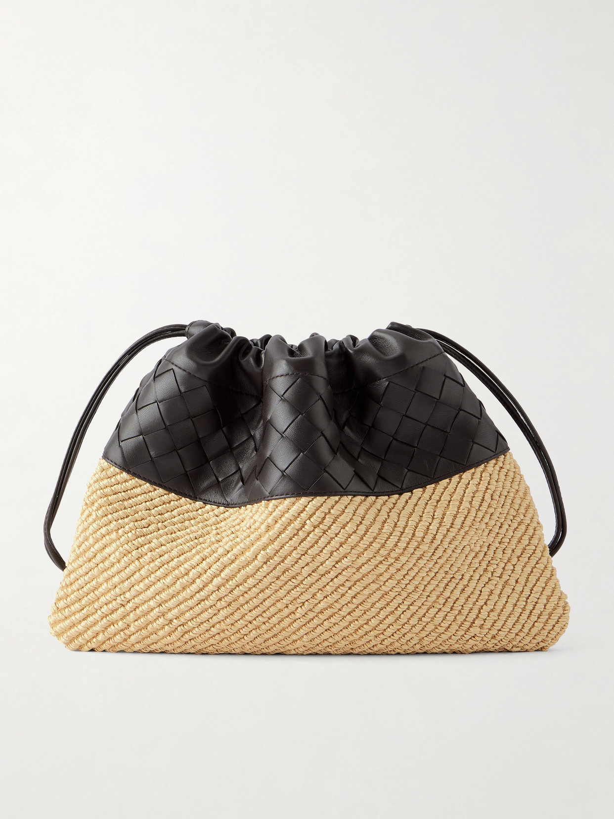 Bottega Veneta - Dustbag Medium Intrecciato Leather And Raffia Clutch - Neutrals | NET-A-PORTER (US)
