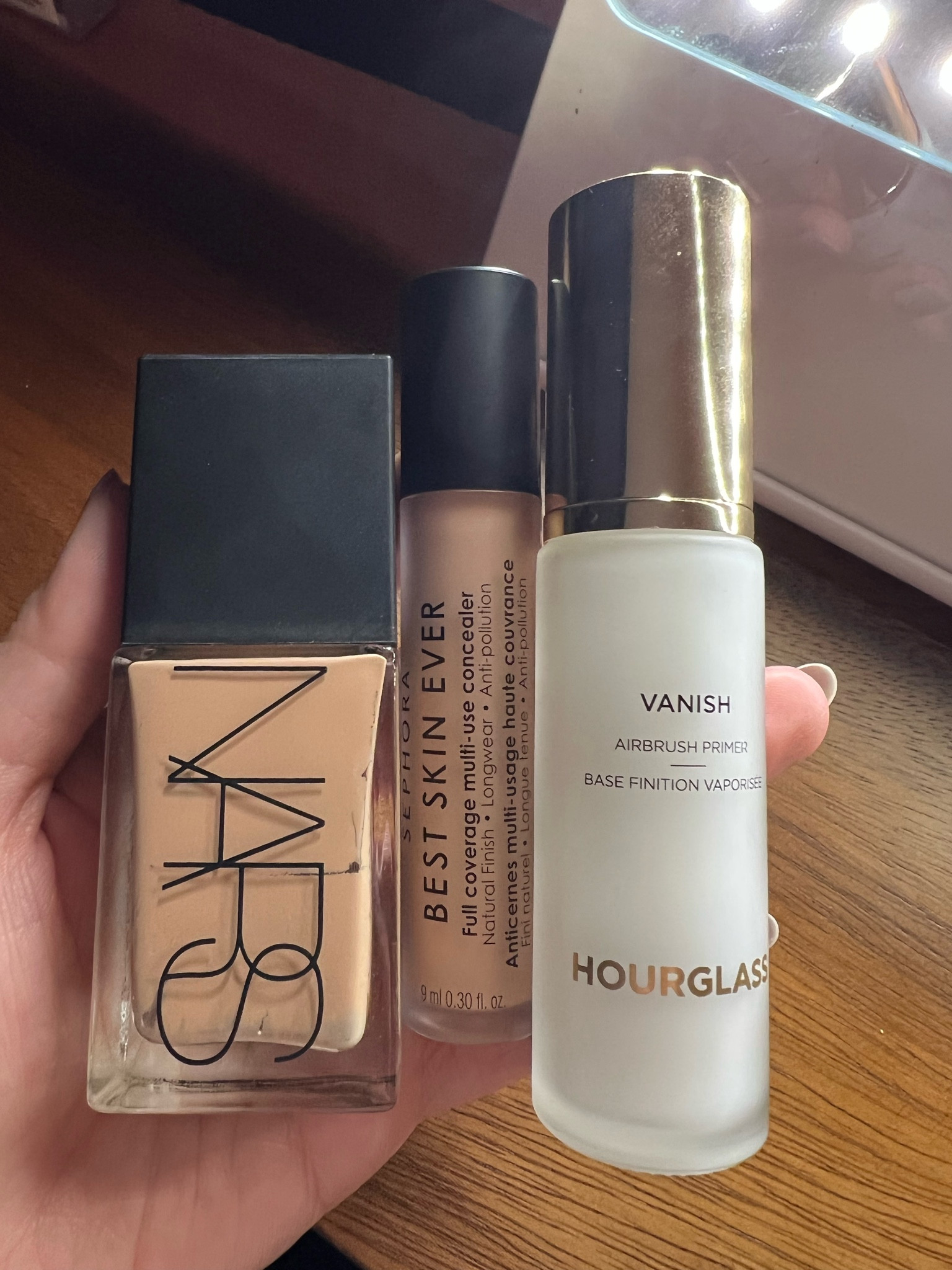 Face makeup lineup for the day. Nars light reflecting foundation, Sephora best skin ever concealer, hourglass vanish airbrush primer

#makeup #affordablebeauty #highend #beautygifts #holidaymakeup #thanksgivingMakeup #sephoragifts

#LTKHoliday #LTKCyberweek #LTKGiftGuide