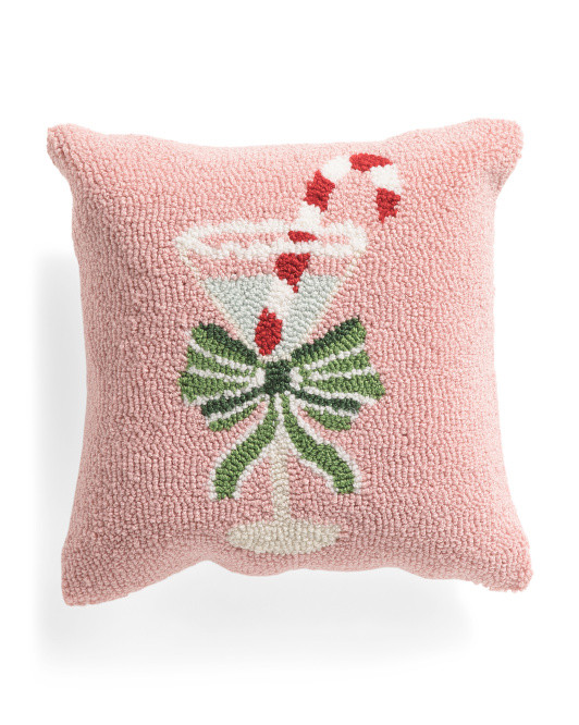 14x14 Martini Glass Hooked Pillow | TJ Maxx