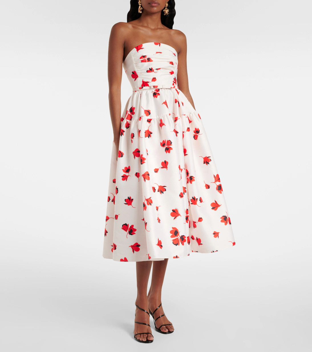 Floral ruched taffeta midi dress | Mytheresa (US/CA)