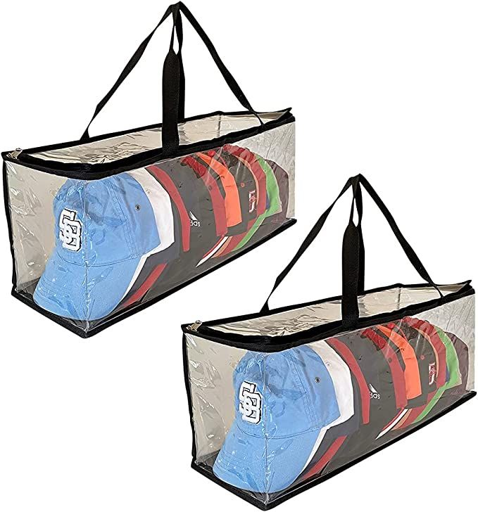 Evelots Set of 2 Baseball Cap Storage Bags, Zipping Hat Organizer Protector, Black | Amazon (US)