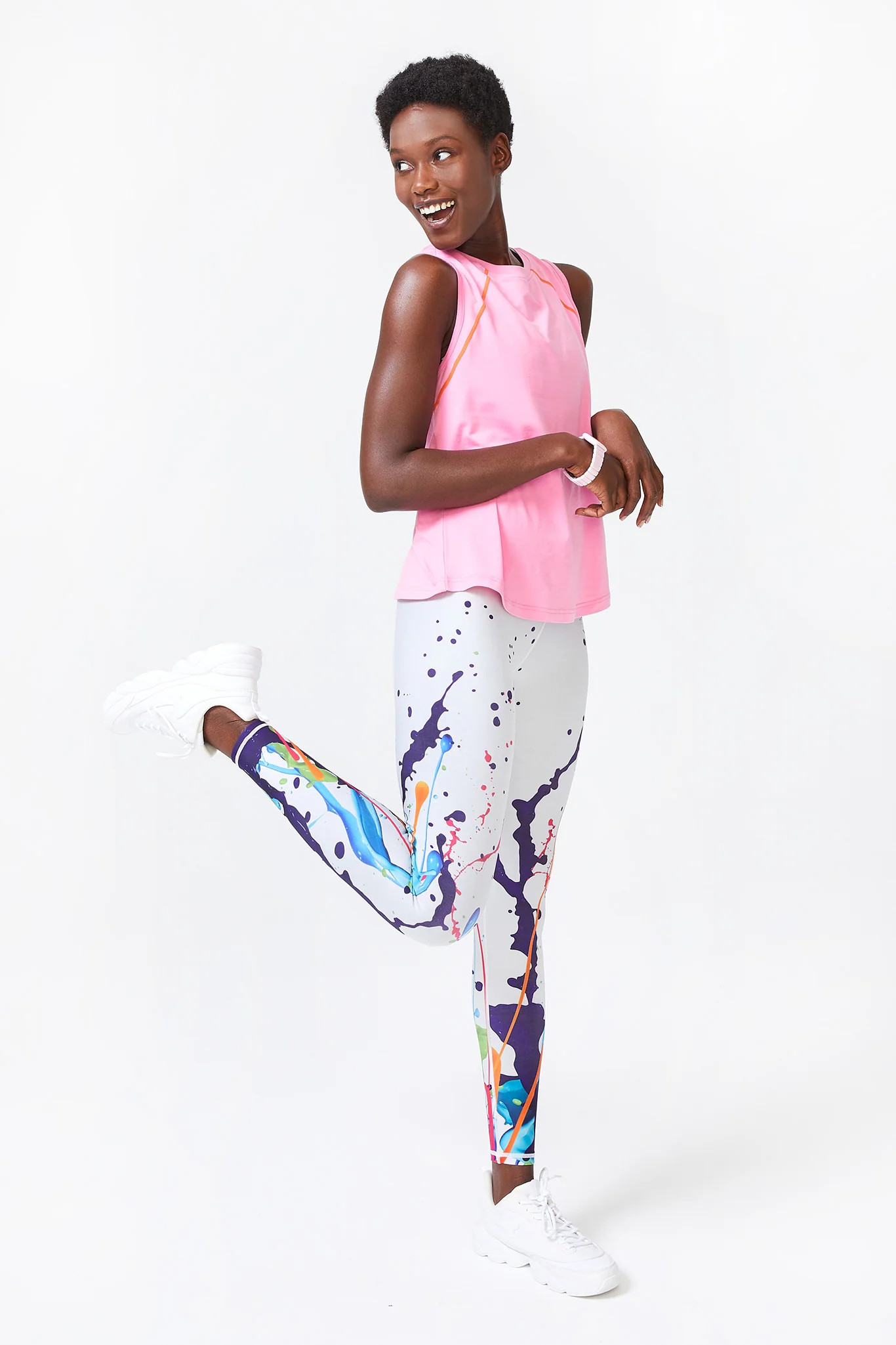 Dove Gray Sound Splatter DuoKnit Leggings | Terez