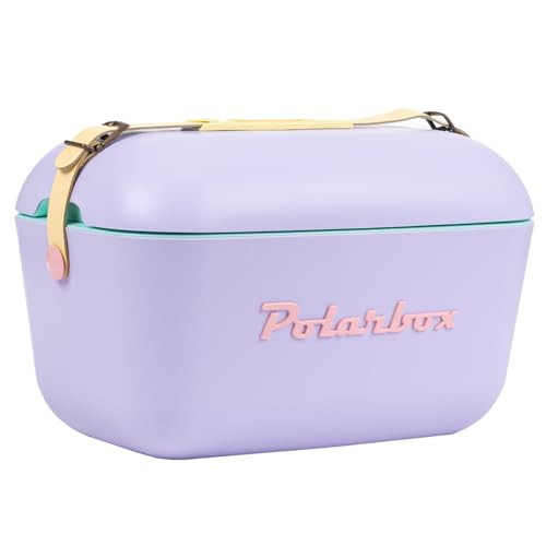 Polarbox Retro Beach Cooler Vintage Picnic Lunch Box Bag Portable Cooler Travel Camping Hiking 90s Style Ice Chest Extra Large Lightweight for Cans Beers & Seltzer Drinks 20L (Lilac) | Amazon (US)