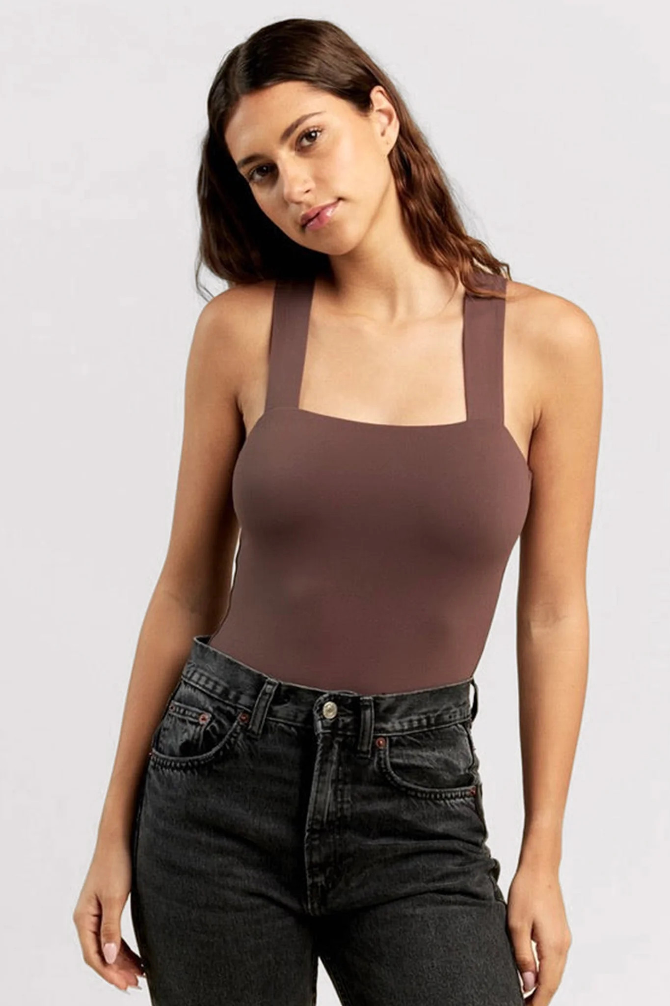 Square Neck Tank Bodysuit | nuuds