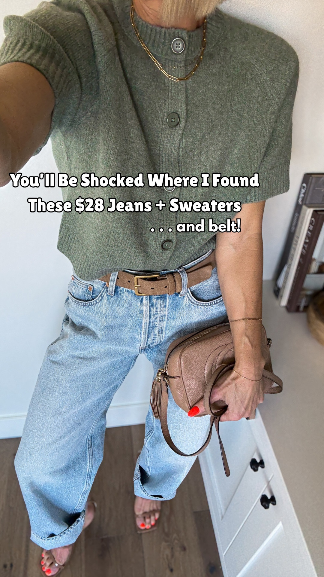 You’ll be shocked these jeans are just $28 — they look and fit like designer denim 👖 Available in 3 inseam lengths + several colors. Styled with budget-friendly sweaters in fall’s it shades — green, brown & denim. Don’t wait — this $28 price won’t last!

Sizing- 
JEANS: light blue pair. I’m wearing my true size 4 regular length. And the black pair ice sized down to a two and cut the hem to an ankle length. In the distressed pair, I’m wearing my true size for regular length.
Henley: sized up to a large for a looser
Fit
Short sleeve sweater : fits true to decide wearing a medium
Green sweater : fits true size, and perfectly slouchy, wearing a medium

#LTKOver40 #LTKSeasonal #LTKSaleAlert