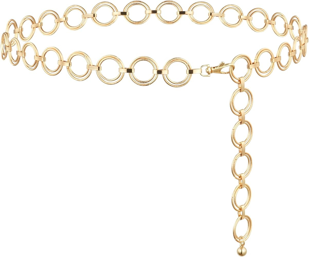 Metal Waist Chain Belt for Women, Adjustable Hollow Out Chain Belt, Concert Outfit for Dress Wais... | Amazon (UK)