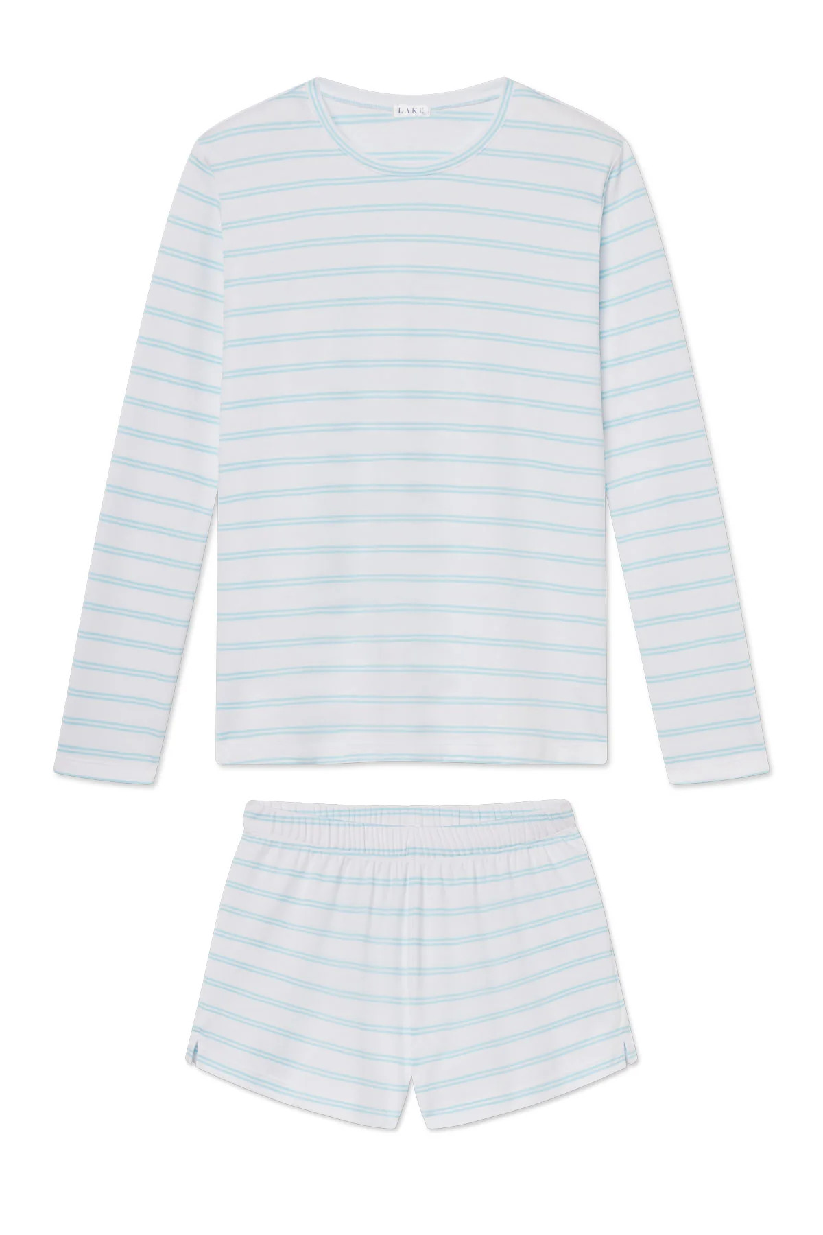 Pima Crew Long-Short Set in Aloe Dot | Lake Pajamas