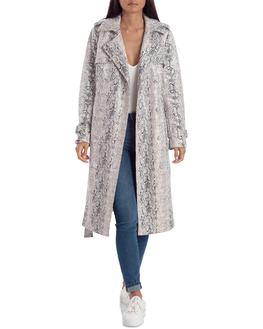 Avec Les Filles Double-Breasted Snake Print Trench Coat | Gilt