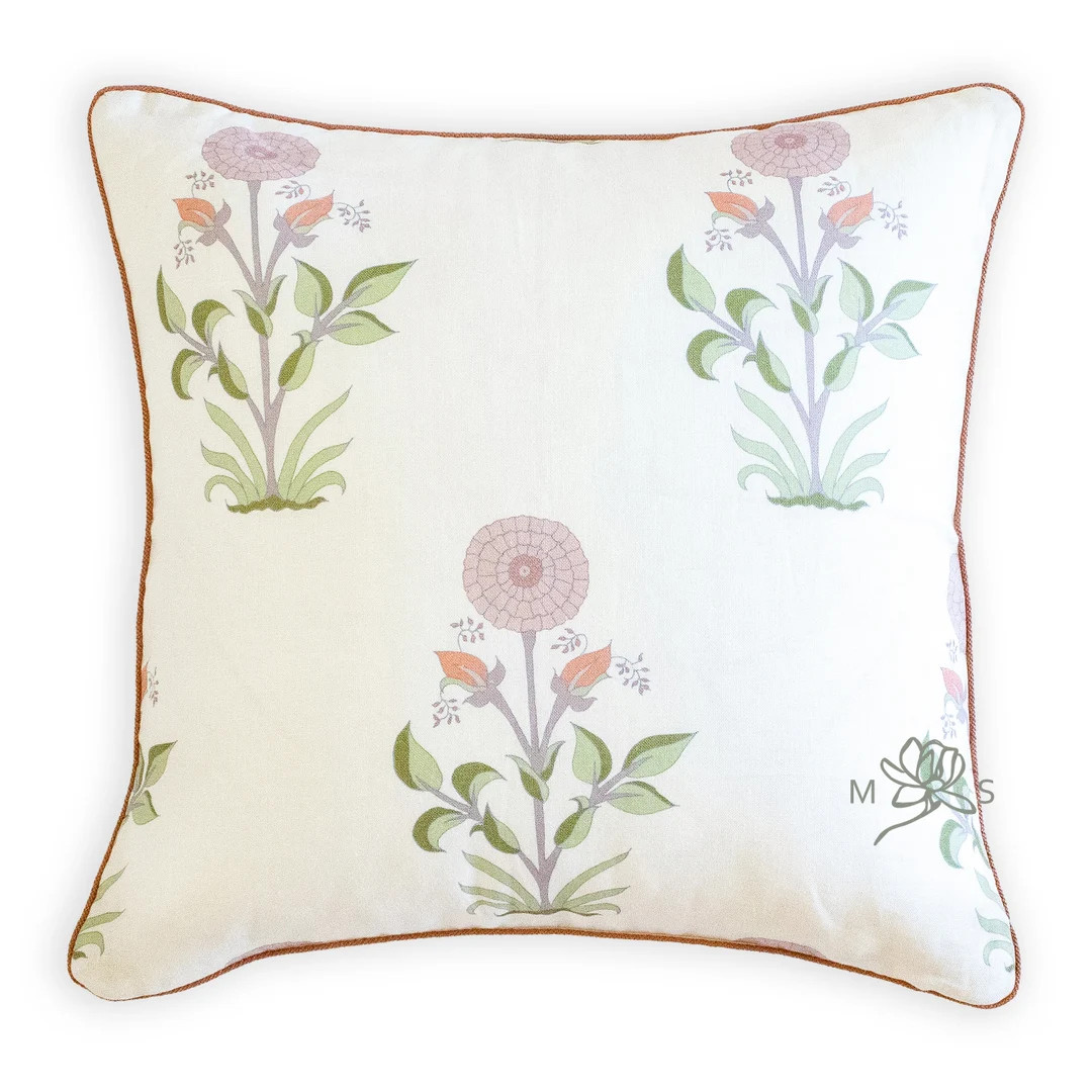 Custom Designer Linen Purple and Pink Marigold Floral Throw Pillow Cover, Merigold Pillow Cover -... | Etsy (US)