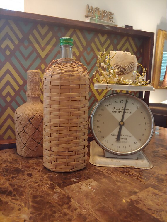 Vintage Wicker Wrapped Tequila Bottle | Etsy (US)