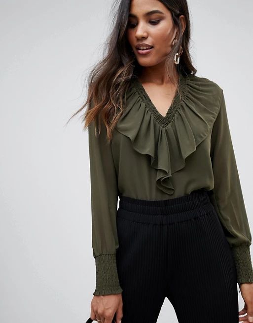 Y.A.S Bailey ruffle front blouse | ASOS US