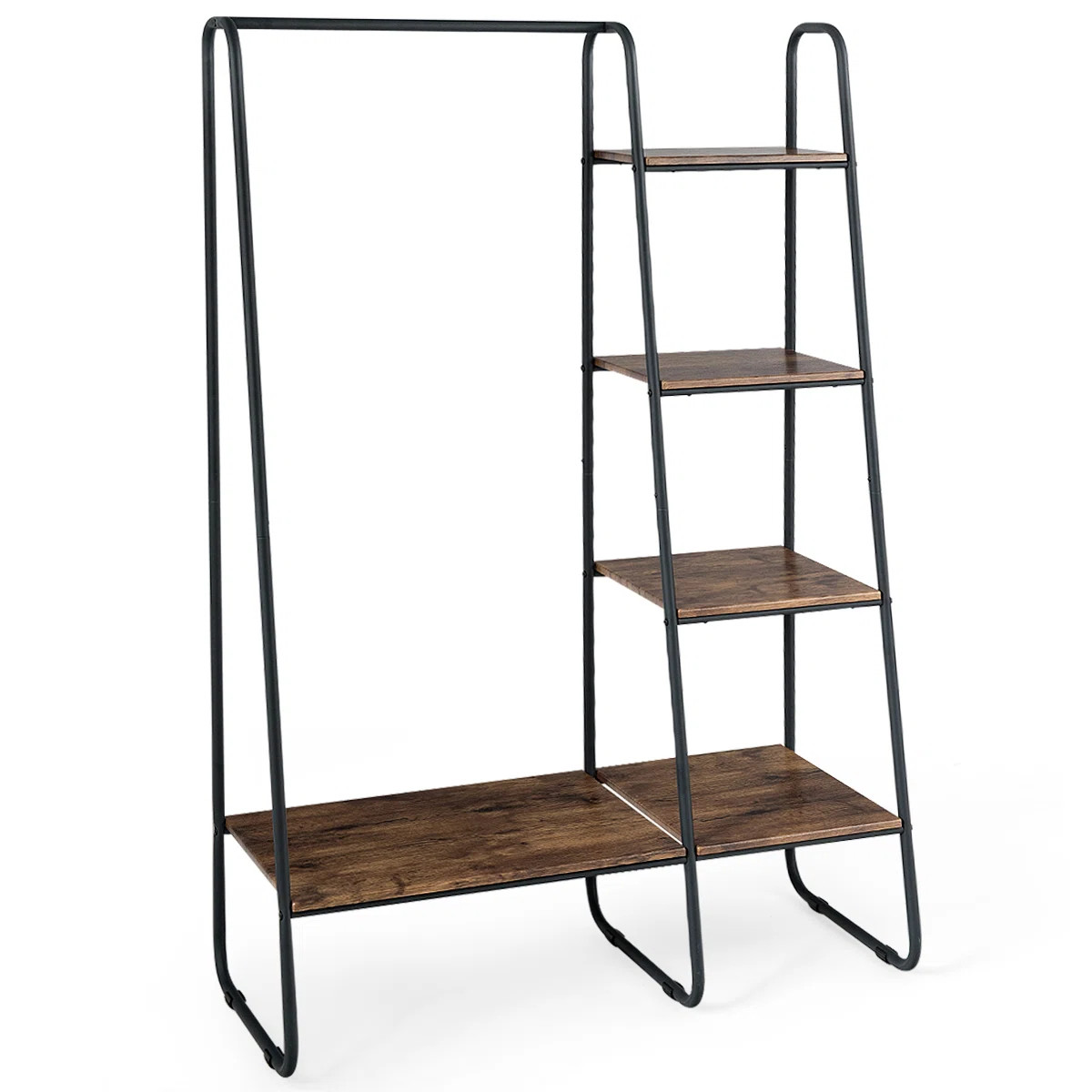 Metal Garment Rack Free Standing Closet Organizer W/5 Shelves Hanging Bar Black | Wayfair | Wayfair North America