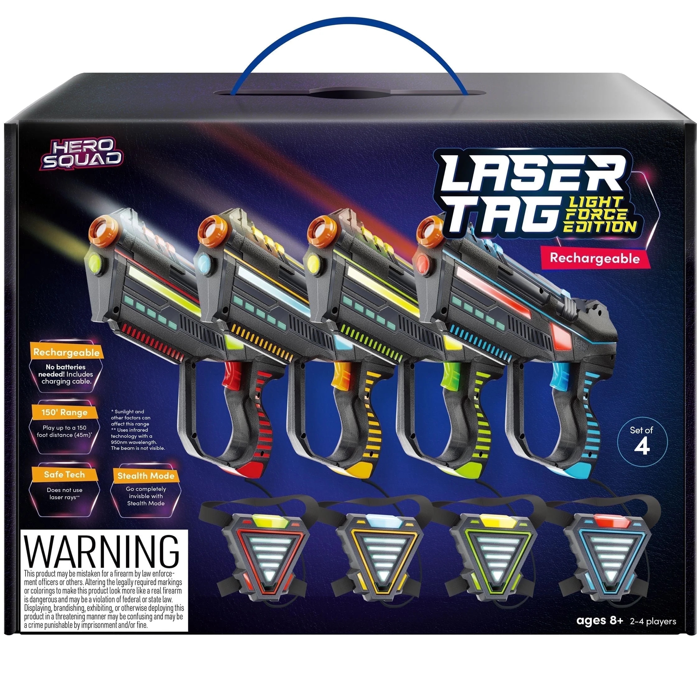 Hero Squad Rechargeable Laser Tag - 360 Sensors & LCDs - Set of 4 - Gift for Kids, Teens & Adults | Walmart (US)