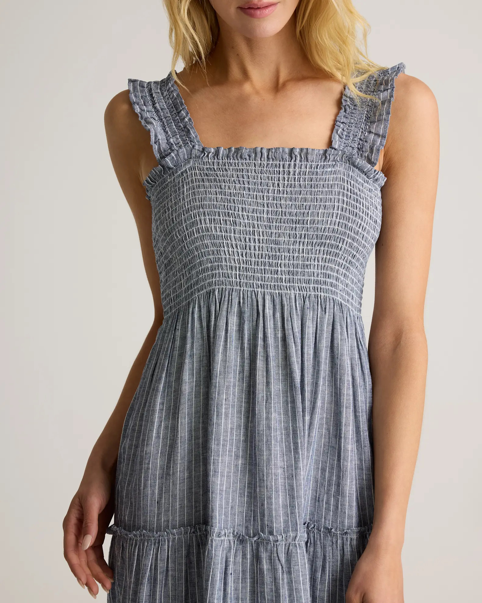 100% European Linen Smocked Midi Dress | Quince