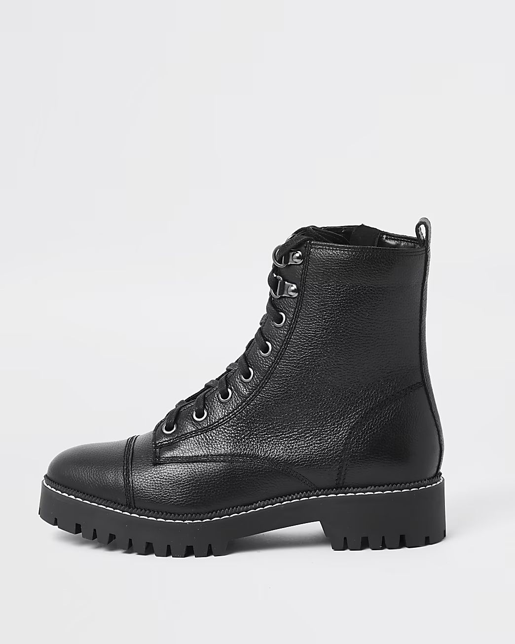 River Island Womens Black leather lace up ankle boots | River Island (US)