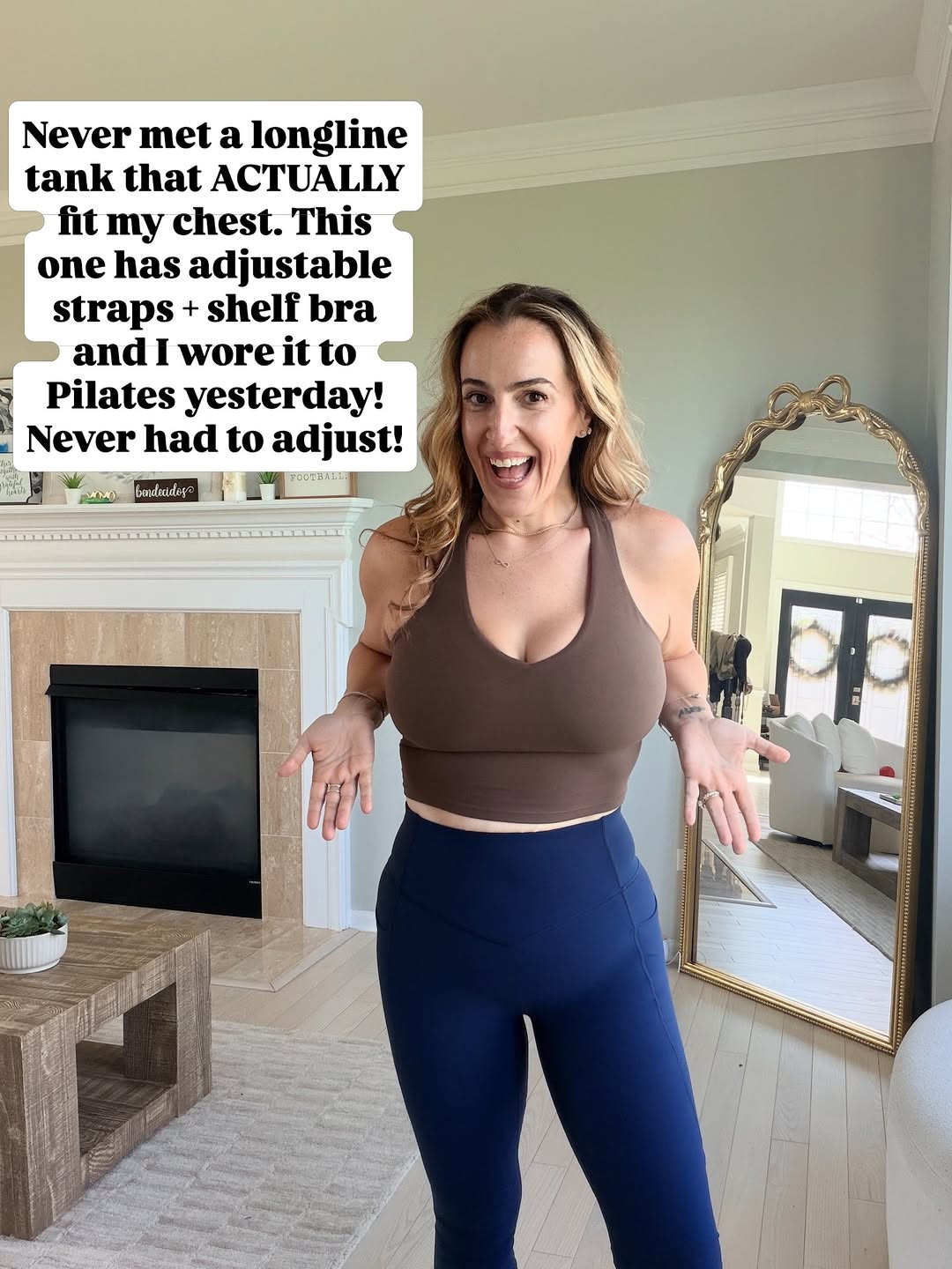 Wearing a medium. Great #gymoutfit that makes me feel confident so I can focus on what I'm doing and not wear my 🍈🍈are going.

#sportstank  

 #LTKmomlife #LTKActive #LTKMidsize