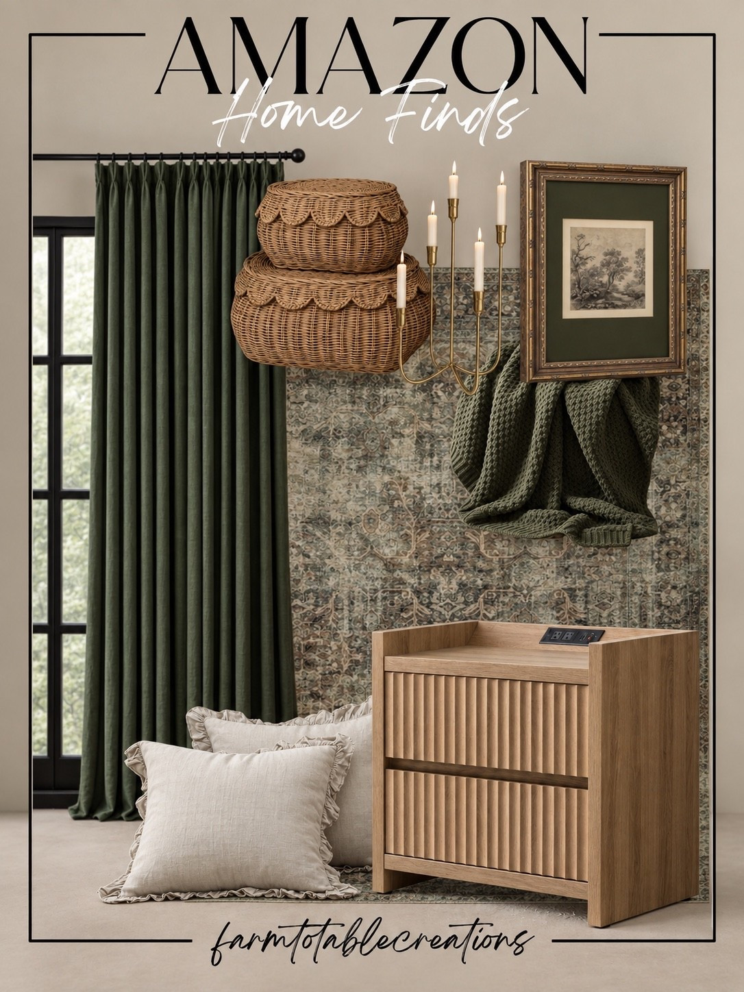 Amazon Cozy Olive Home Finds 🌿

Warm olive green and natural wood tones make these Amazon home finds feel so cozy and collected. The rich green curtains, vintage-inspired rug, fluted wood cabinet, woven baskets, neutral pillows, chunky throw, antique-style artwork, and brass candleholder create an elevated look with plenty of warmth and texture.

I love this color palette for fall, but every piece can transition beautifully throughout the year. It’s an easy way to bring in deeper color while keeping your home neutral, timeless, and inviting.

Follow @farmtotablecreations on Instagram for more cozy home finds and trending decor.

#LTKHome #AmazonHome #AmazonFinds #AmazonDecor #CozyHome #OliveGreen #NeutralHome #FallHome #VintageInspired #DesignerInspired #WarmNeutrals #CollectedHome #CozyDecor #LTKFinds

#LTKSaleAlert #LTKHome