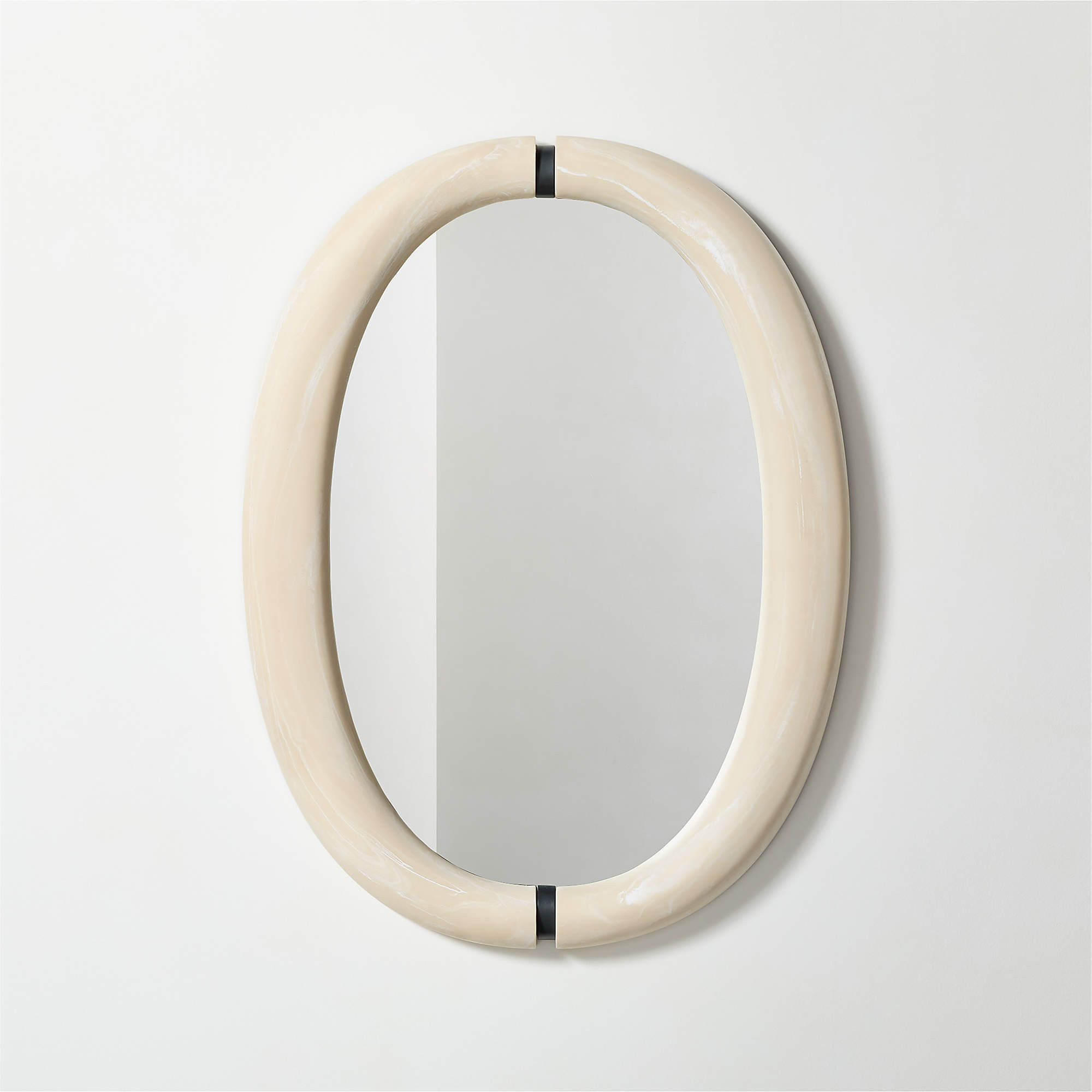 Kaboshon White Swirled Resin Oval Wall Mirror 24"X32" | CB2 | CB2