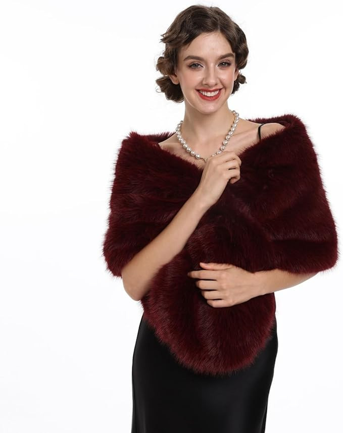 SAFERIN Women's Winter Faux Fake Fur Straight Wedding Halloween Party Custume Accessory Scarf Wra... | Amazon (US)