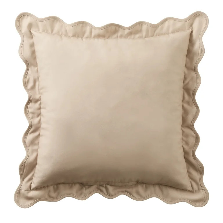 My Texas House Tan Floral Scallop 18" x 18" Outdoor Pillow | Walmart (US)