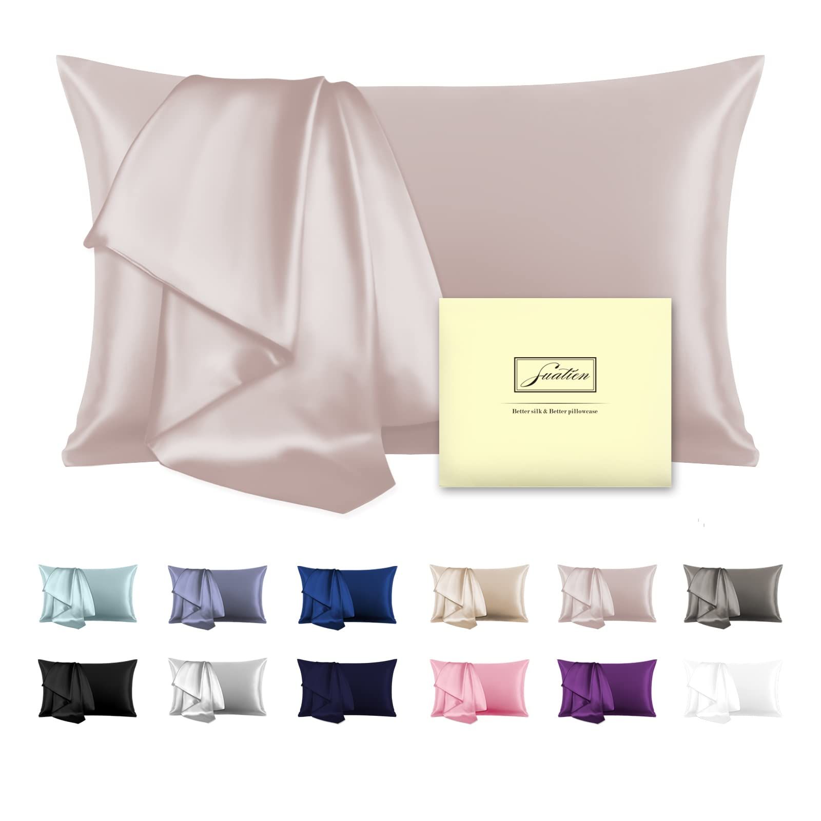 Amazon.com: Mulberry Silk Pillowcase for Hair and Skin Standard Size 20"X 26" Pillow Case with Hi... | Amazon (US)