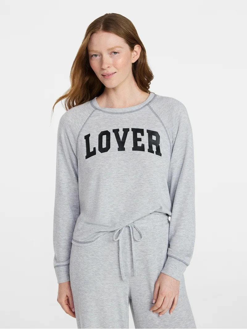 Joyspun Women's Cozy Lounge Collection Hacci Knit Long Sleeve Sleep Top, Sizes XS-3X | Walmart (US)