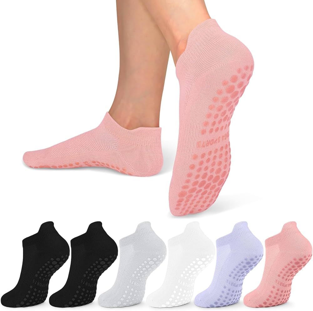 lilisilk 6 Pairs Pilates Socks Grip Socks for Women-Non-Slip Yoga Socks for Ballet Dance Barefoot... | Amazon (US)