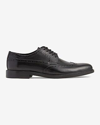 Polished Leather Perforated Dress Shoes | Express