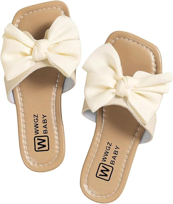 GORGLITTER Girl's Slip on Sandals Bow Sandals Round Open Toe Beach Sandals | Amazon (US)