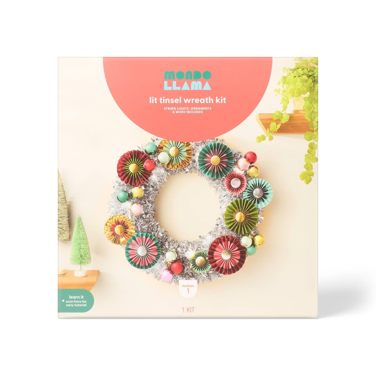 Christmas Craft Lit Tinsel Wreath Kit - Mondo Llama™ | Target