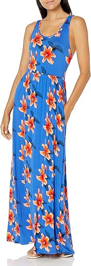 28 Palms Women's Tropical Print Sleeveless Maxi Dress | Amazon (US)