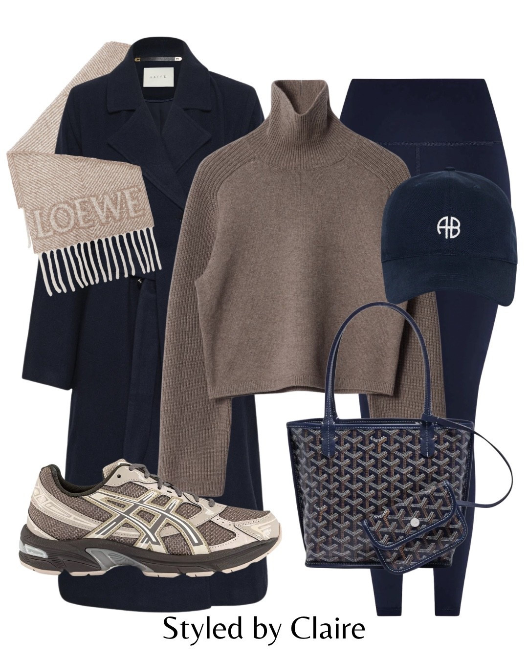 NAVY & TAUPE🙋🏽‍♀️
Tags: tie belt voluminous coat other stories H&M fair isle sweater knit knitwear varley leggings marl asics gel trainers sepia brown goyard trending viral shoulder bag cap Loewe wool scarf fashion winter inspo outfit ideas city break capsule wardrobe cozy season style elevated basics 

#LTKstyletip #LTKshoes #LTKwinter