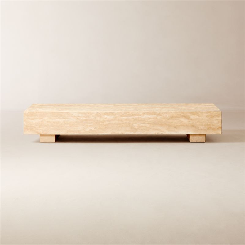 Enyo Modern Rectangular Travertine Coffee Table + Reviews | CB2 | CB2