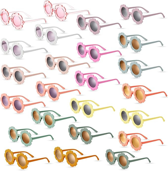 24 Pairs Kids Round Flower Sunglasses Bulk Flower Shaped Baby Cute Sunglasses Colorful Toddler Gl... | Amazon (US)
