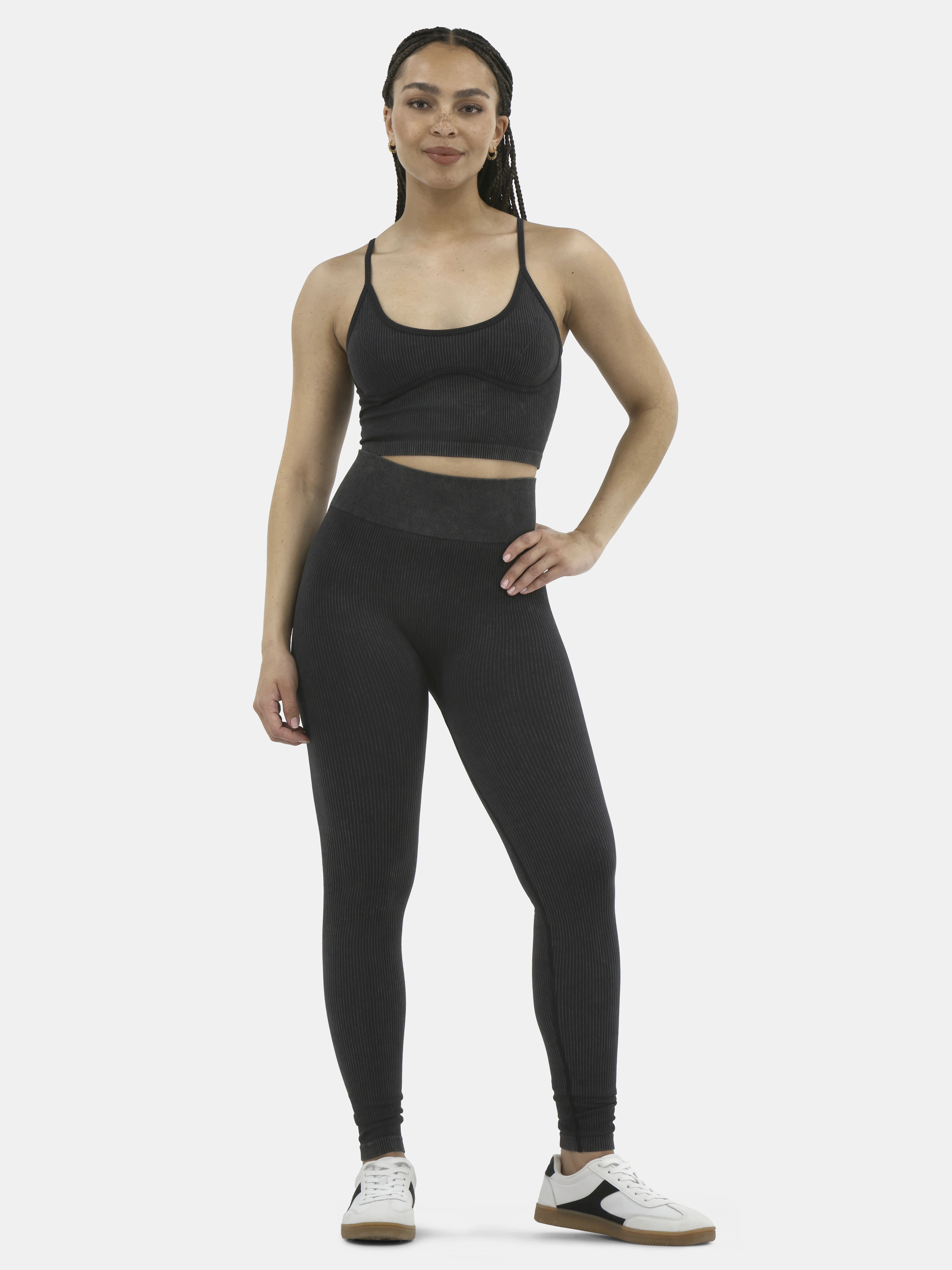 No Boundaries Active Corset Seamless Sports Bra and Leggings Set, 2-Piece, Women's | Walmart (US)