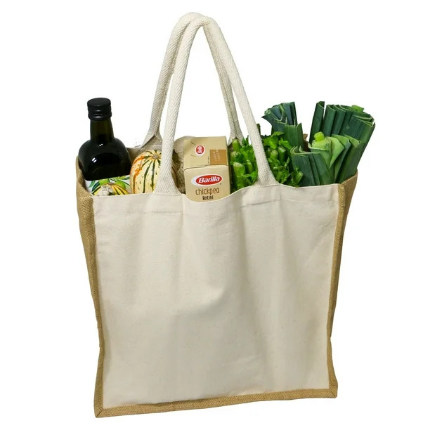 Simple Ecology Organic Canvas & Jute Tote, Jar, & Grocery Shopping Bag - XL Tote | Walmart (US)