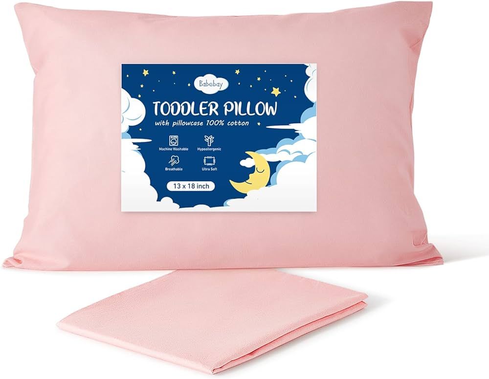 Toddler Pillow with Pillowcase, Babebay 13×18 100% Cotton Toddlers Pillows for Sleeping, Machine... | Amazon (US)