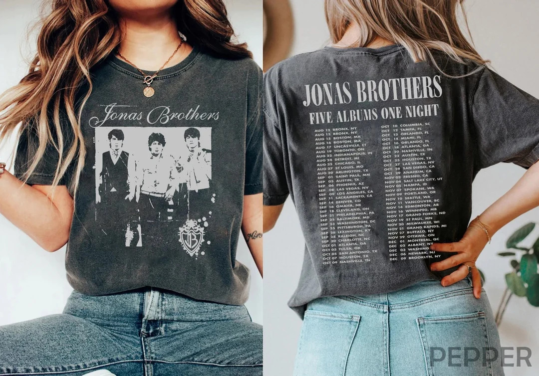 Jonas Brothers Vintage T-shirt Jonas Five Album One Night - Etsy | Etsy (US)