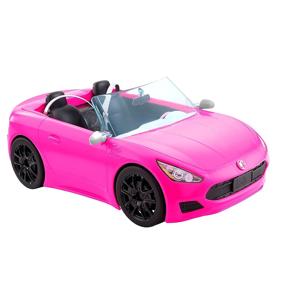 Barbie Toy Car, Bright Pink Doll-Sized Convertible with 2 Seats, Seatbelts & Rolling Wheels, Real... | Amazon (US)