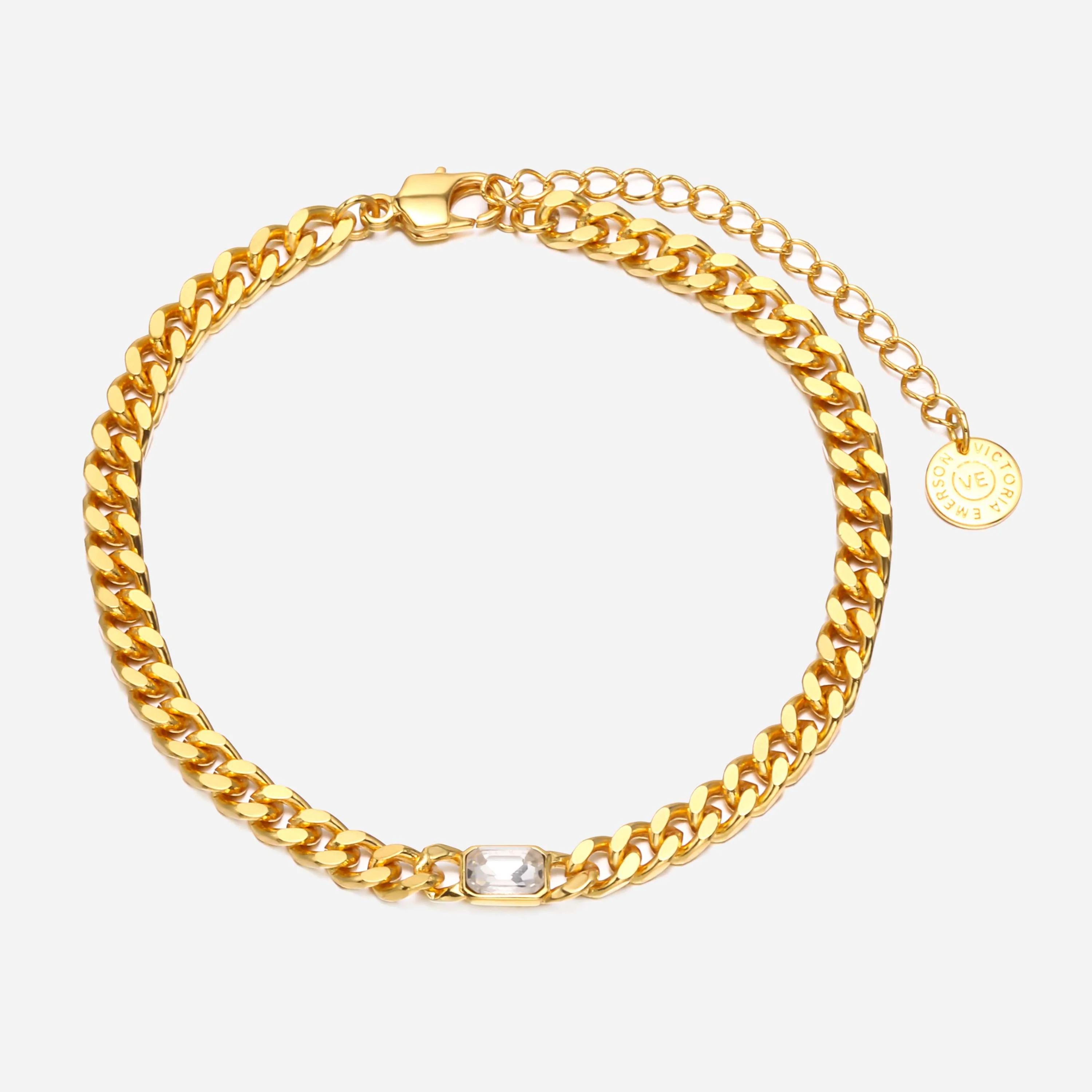 Rosemary Crystal Curb Chain Bracelet | Victoria Emerson